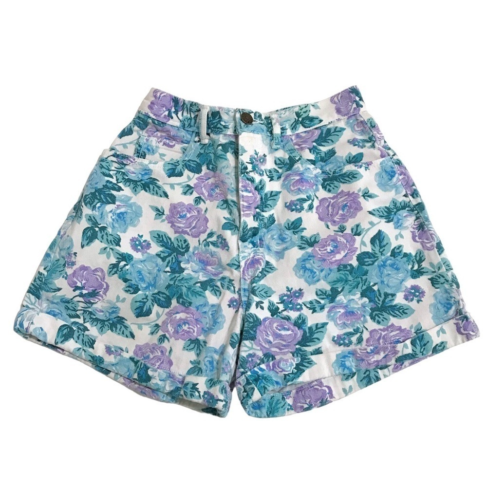 Paris Blues Vintage 80s 90s Floral High Rise Shorts Size 5 (see measurements)